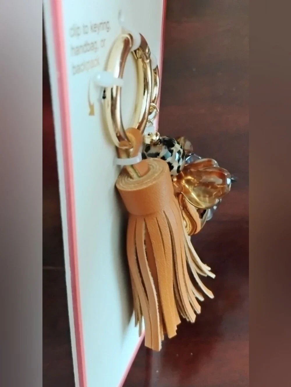 NEW House of Harlow 1960 Bag Charm/Key Chain - Tan Tassel & GHW